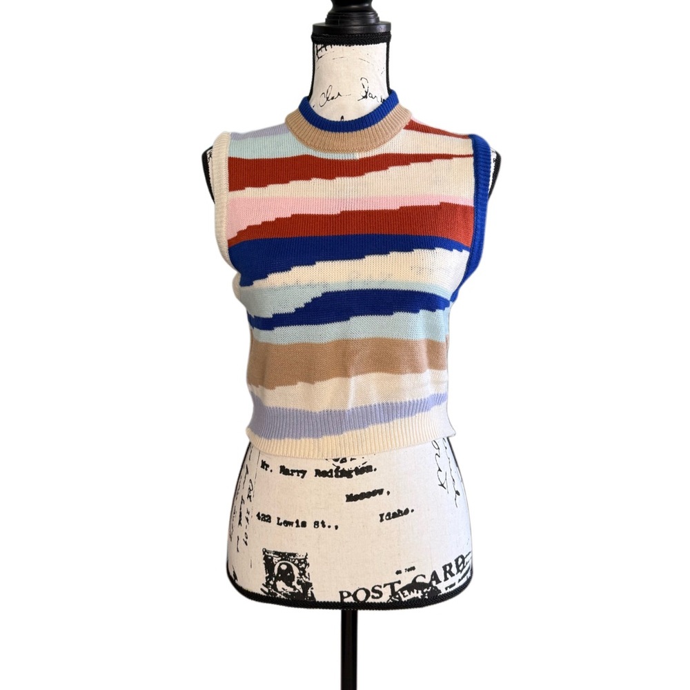 SHEIN Multicolor Striped Knit Sweater Vest